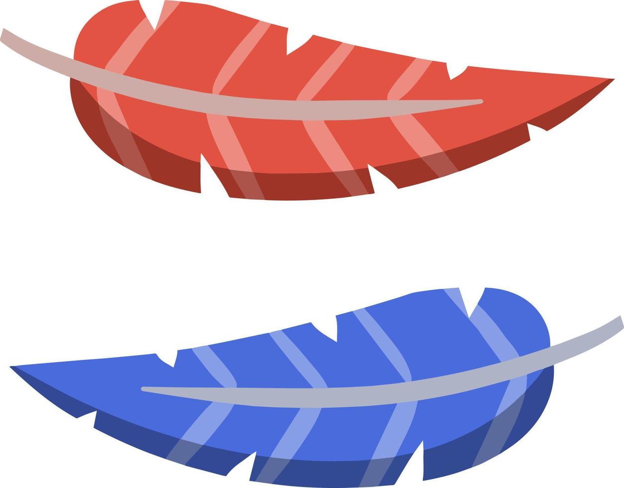 Feather. Red and blue bird element vector