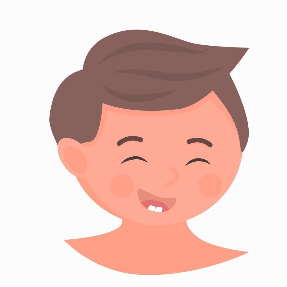 Smiling child with first teeth. Funny baby showing his first tooth. Vector illustration.