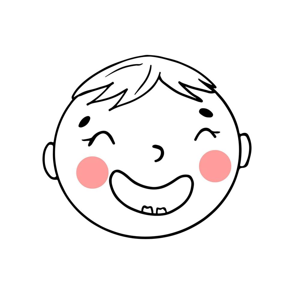 icono de vector de primer diente de bebé lindo. graciosa carita sonriente primer diente. pequeño estilo de garabato de avatar de bebé. bebé dibujado a mano vectorial.