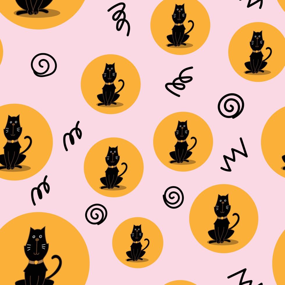 black cat pattern seamless vector