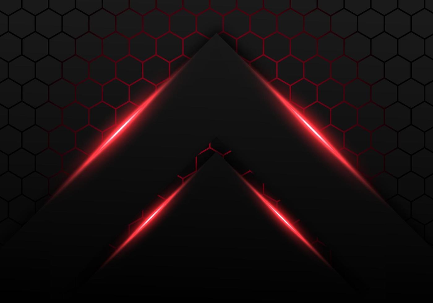 Abstract Dark Grey Metallic Overlap Red Light Hexagon Design Modern Luxury Futuristic Technology Background vector