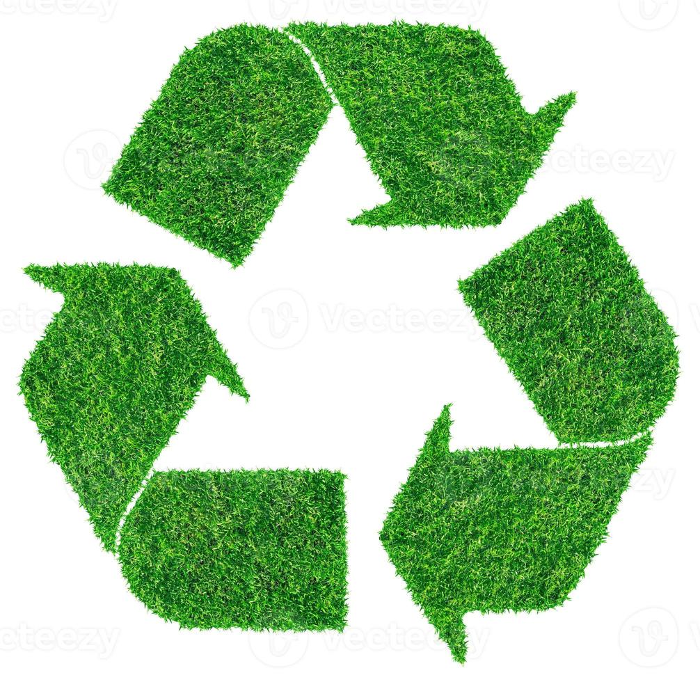 Recycle symbol from grass. isolated on white photo