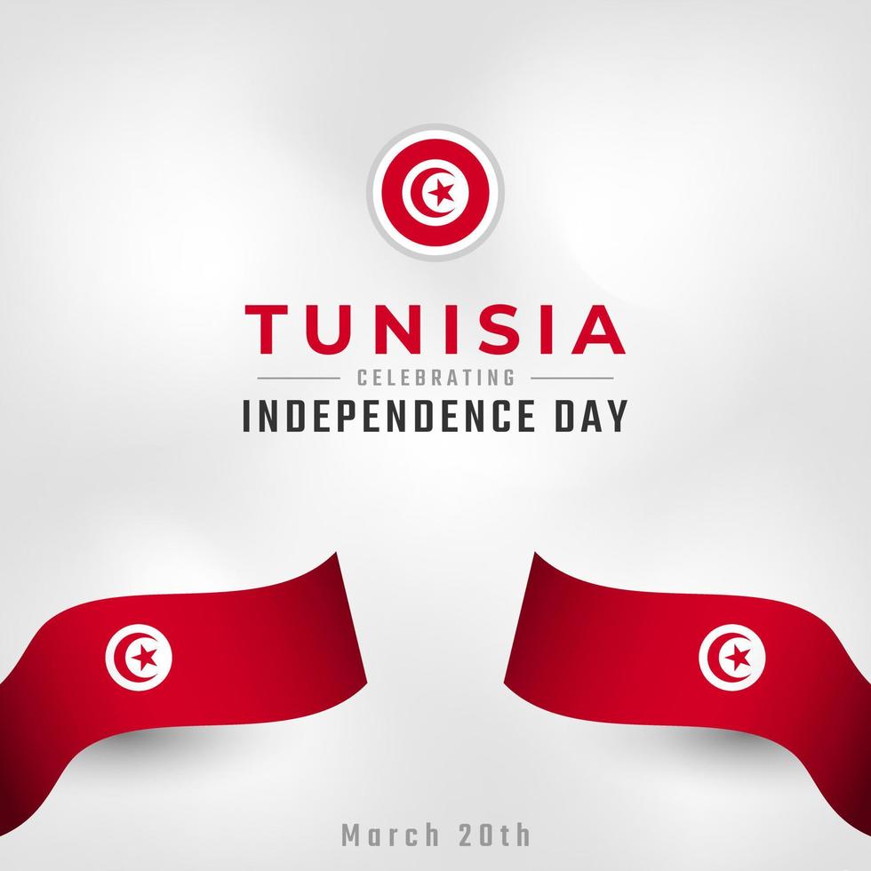 Happy Tunisia Independence Day March 20th Celebration Vector Design Illustration. Template for Poster, Banner, Advertising, Greeting Card or Print Design Element