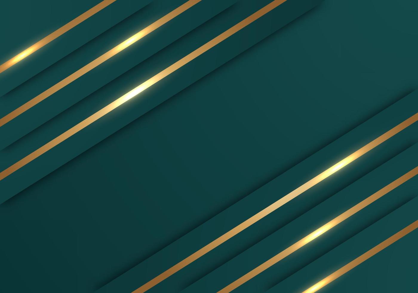 Abstract Shiny Gold Lines Diagonal Overlap Luxurious Dark Green Background with Copy Space for Text vector