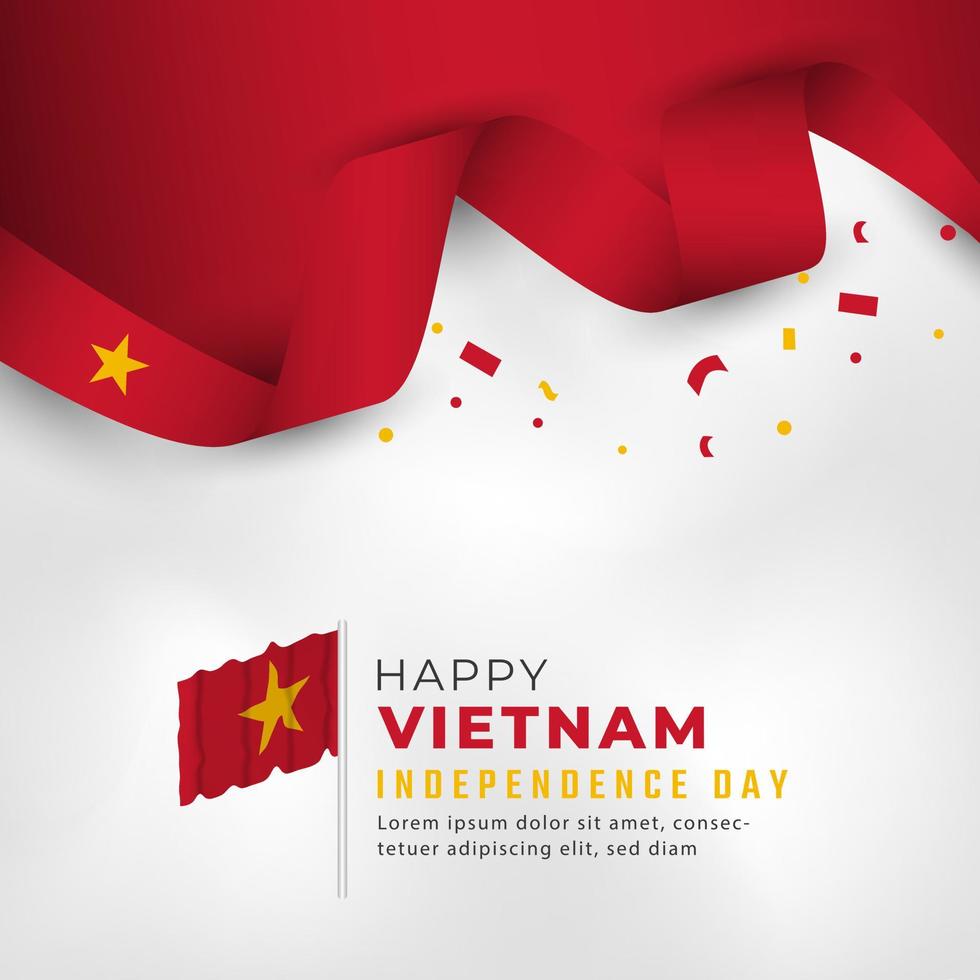 Happy Vietnam Independence Day September 2th Celebration Vector Design Illustration. Template for Poster, Banner, Advertising, Greeting Card or Print Design Element