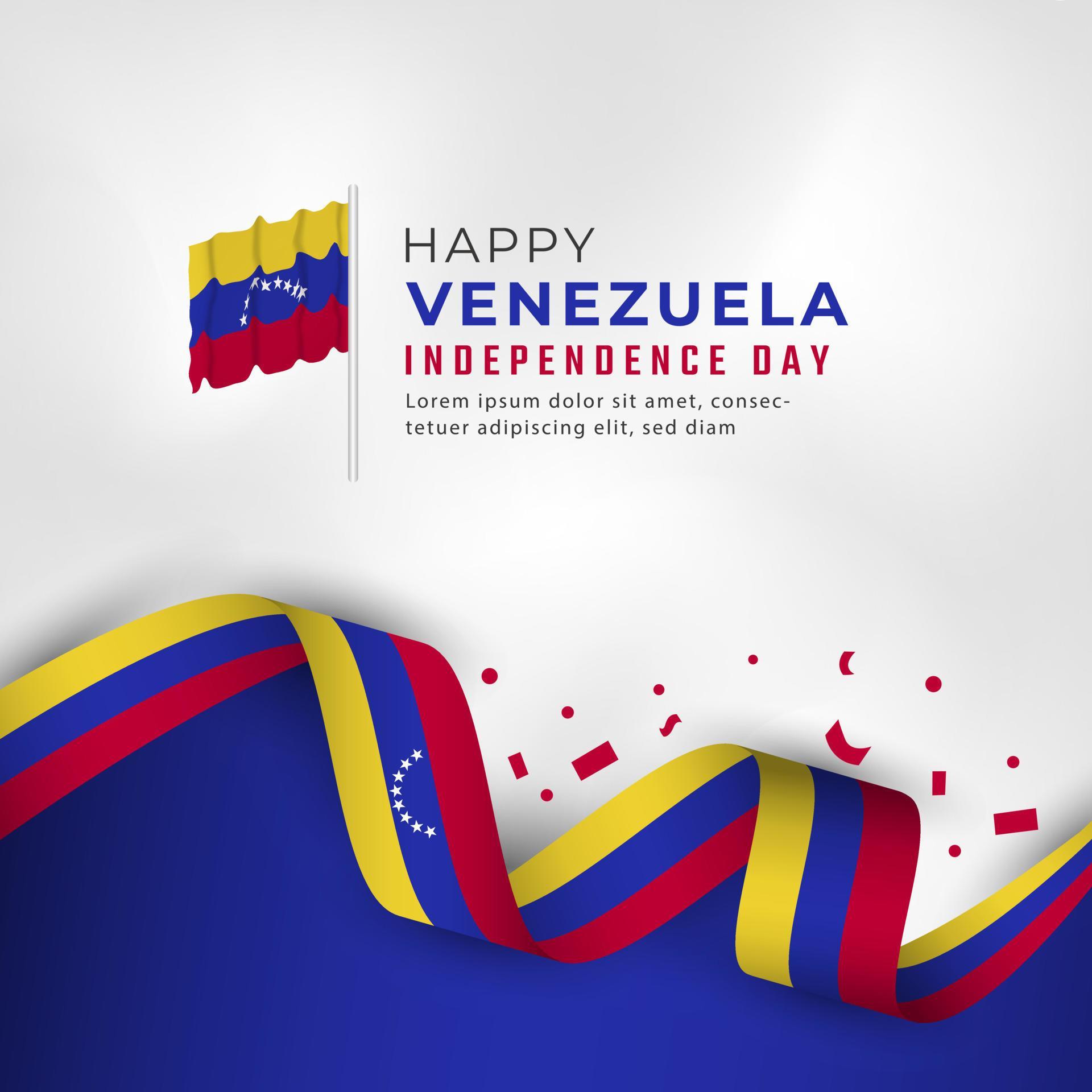 Happy Venezuela Independence Day July 5th Celebration Vector Design