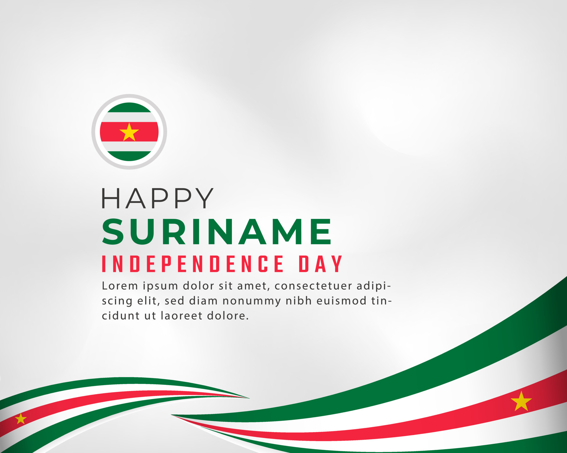 Happy Suriname Independence Day November 25th Celebration Vector Design