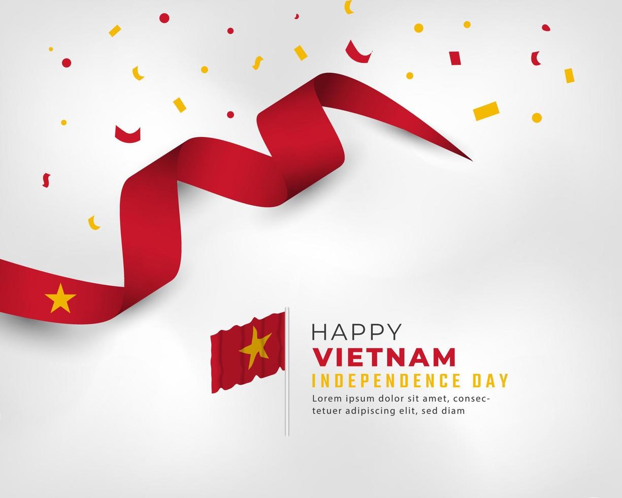 Happy Vietnam Independence Day September 2th Celebration Vector Design Illustration. Template for Poster, Banner, Advertising, Greeting Card or Print Design Element