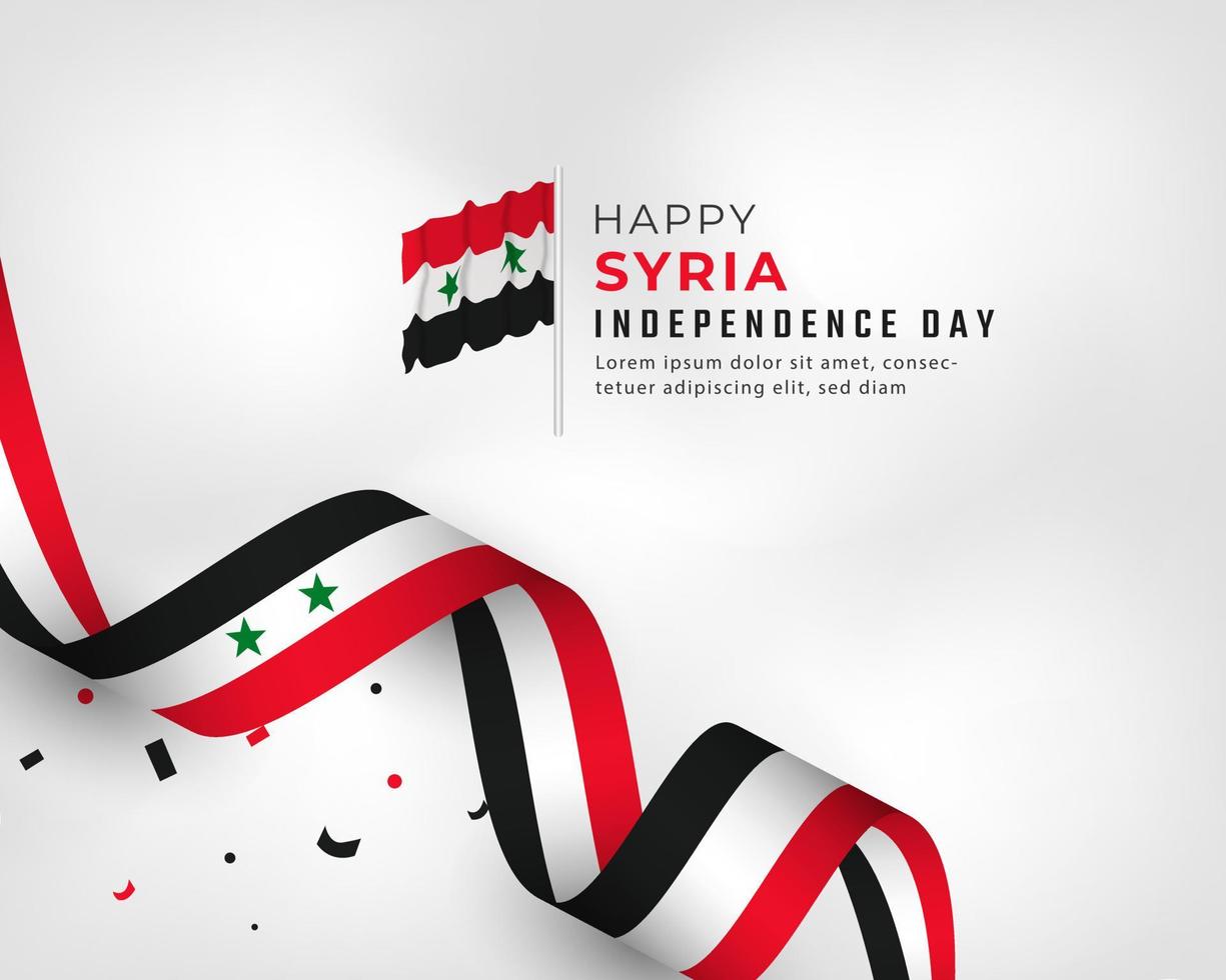 feliz día de la independencia de siria 17 de abril ilustración de diseño vectorial de celebración. plantilla para poster, pancarta, publicidad, tarjeta de felicitación o elemento de diseño de impresión vector