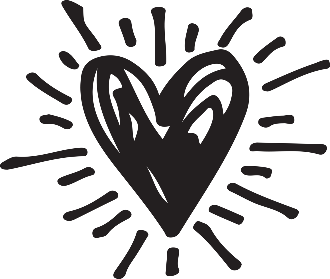Hand gezeichnetes Herzikonenzeichen-Symboldesign png