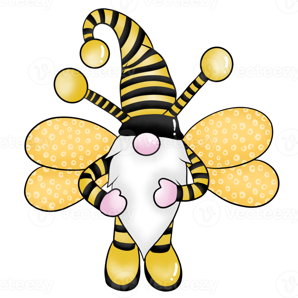 Honey bee gnome design illustration 9363193 PNG