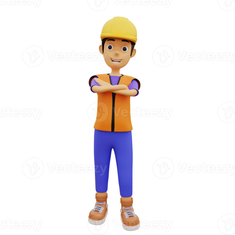 3D Character male construction worker png