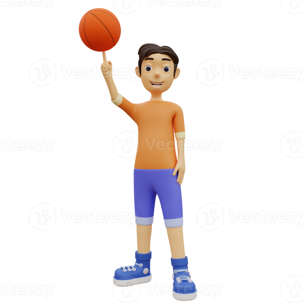 3D-karaktär som spelar basket png