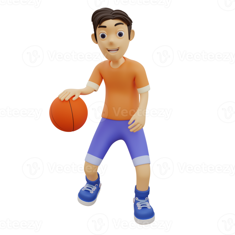 3D Character playing basketball png