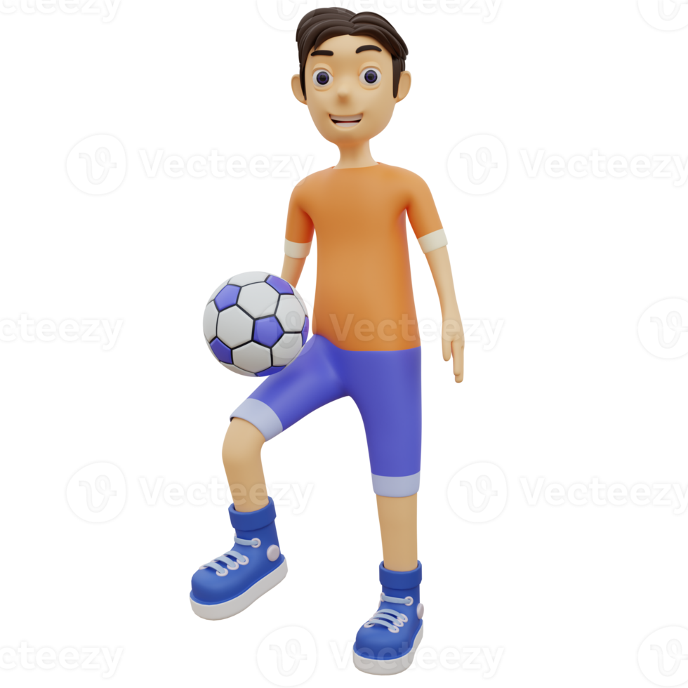 el personaje 3d está jugando al fútbol png