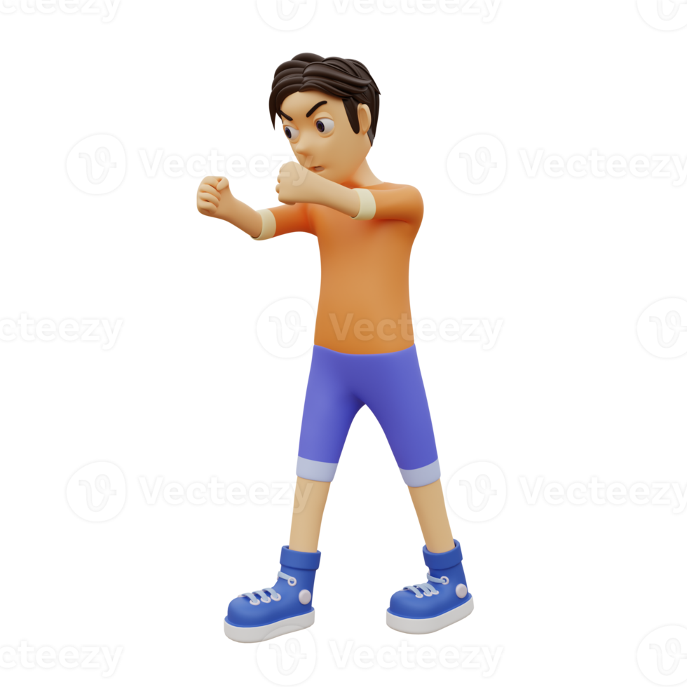 Unique 3D Character is punching png