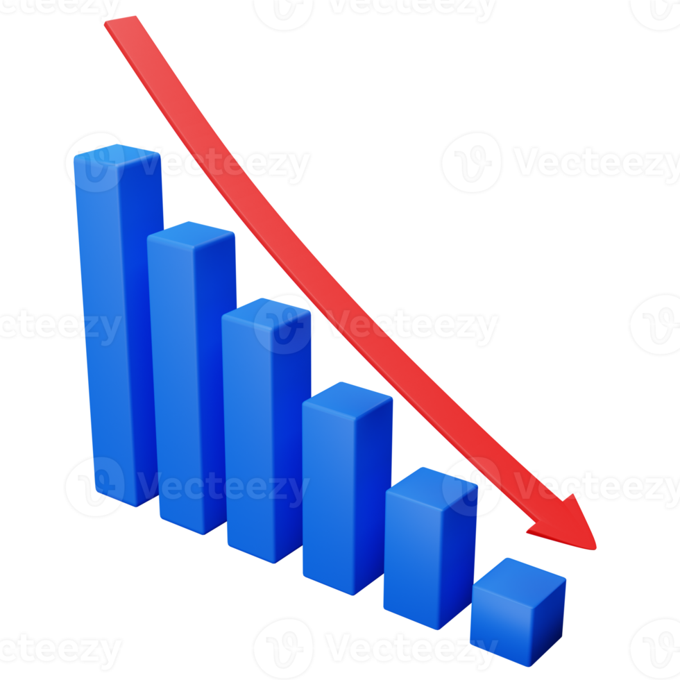 illustrazione 3d del grafico della crisi di recessione png