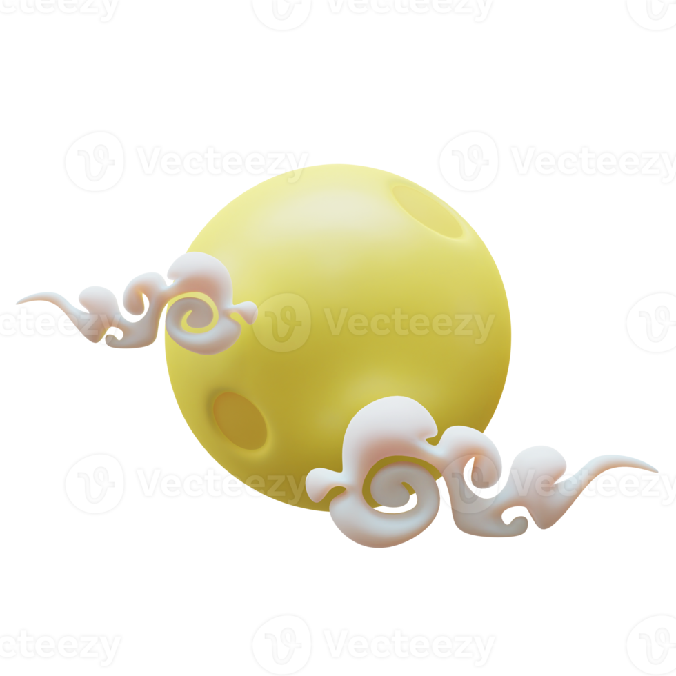 Mid Autumn Moon 3D Element png