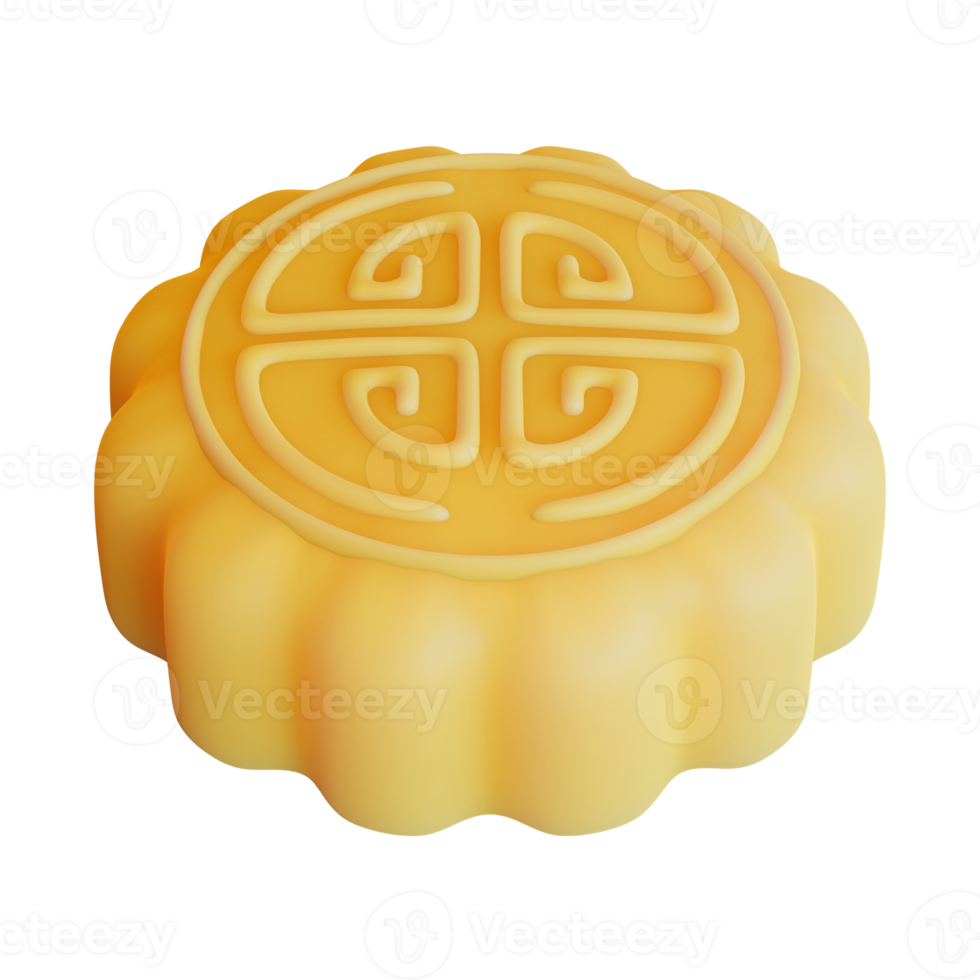 Mid Autumn Moon Cake 3D Element png