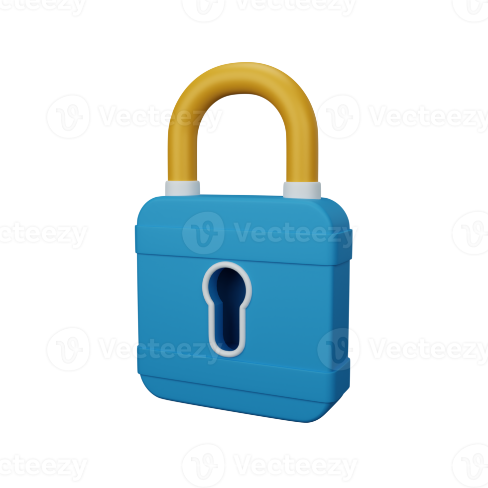 3d rendering padlock isolated useful for user interface, apps and web design illustration png