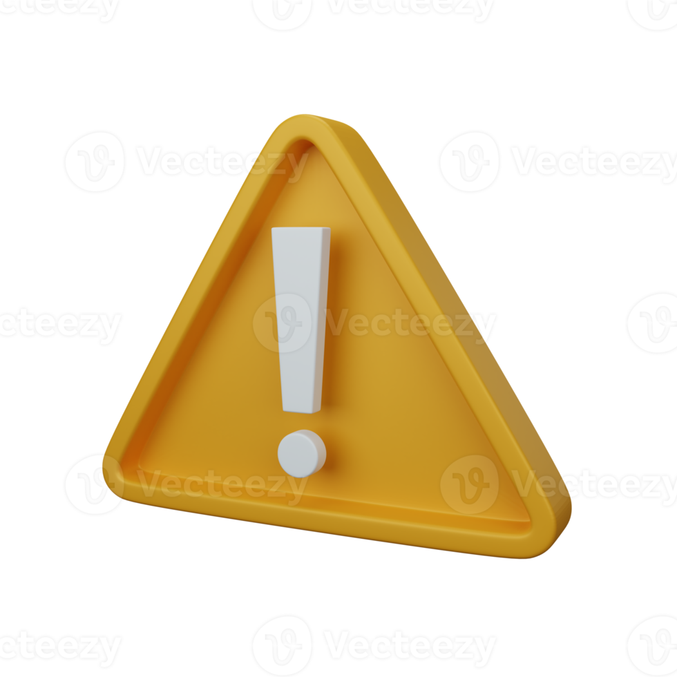 3d rendering caution sign isolated useful for user interface, apps and web design illustration png