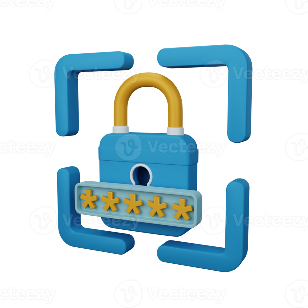 3d rendering password protected isolated useful for user interface, apps and web design illustration png