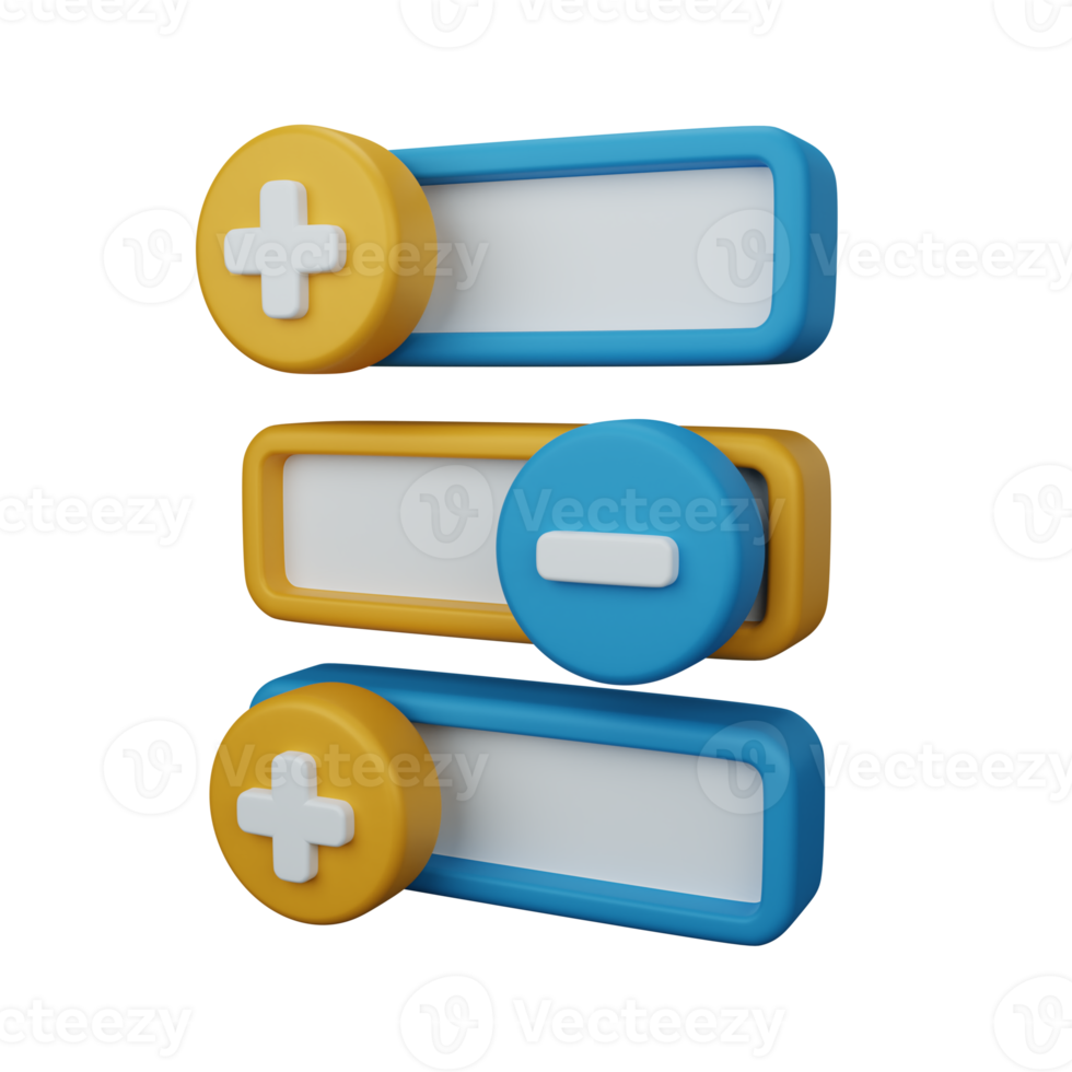 3d rendering setting or switch isolated useful for user interface, apps and web design illustration png