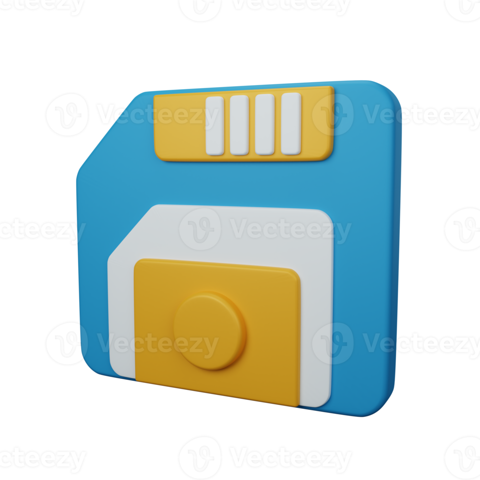 3d rendering save as or floppy disk isolated useful for user interface, apps and web design png