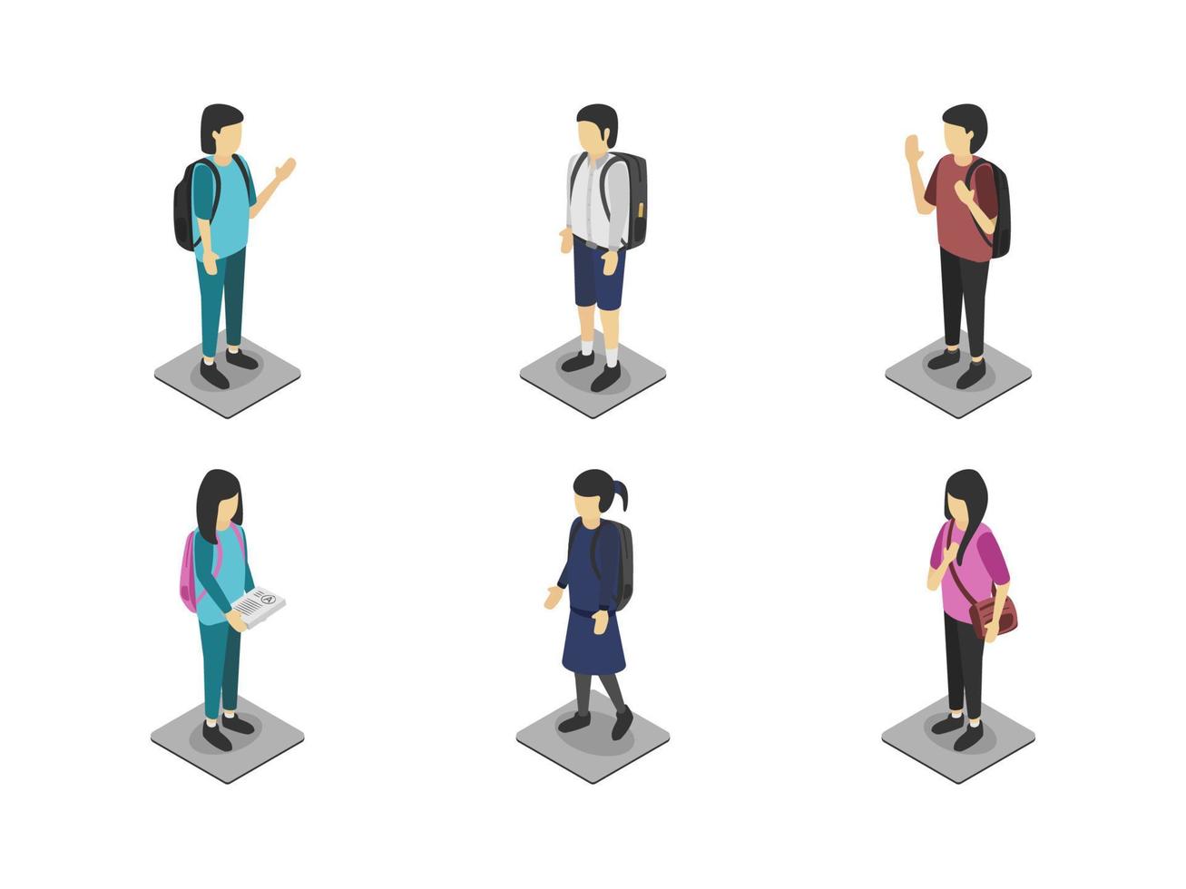 Isometric Student Elements vector