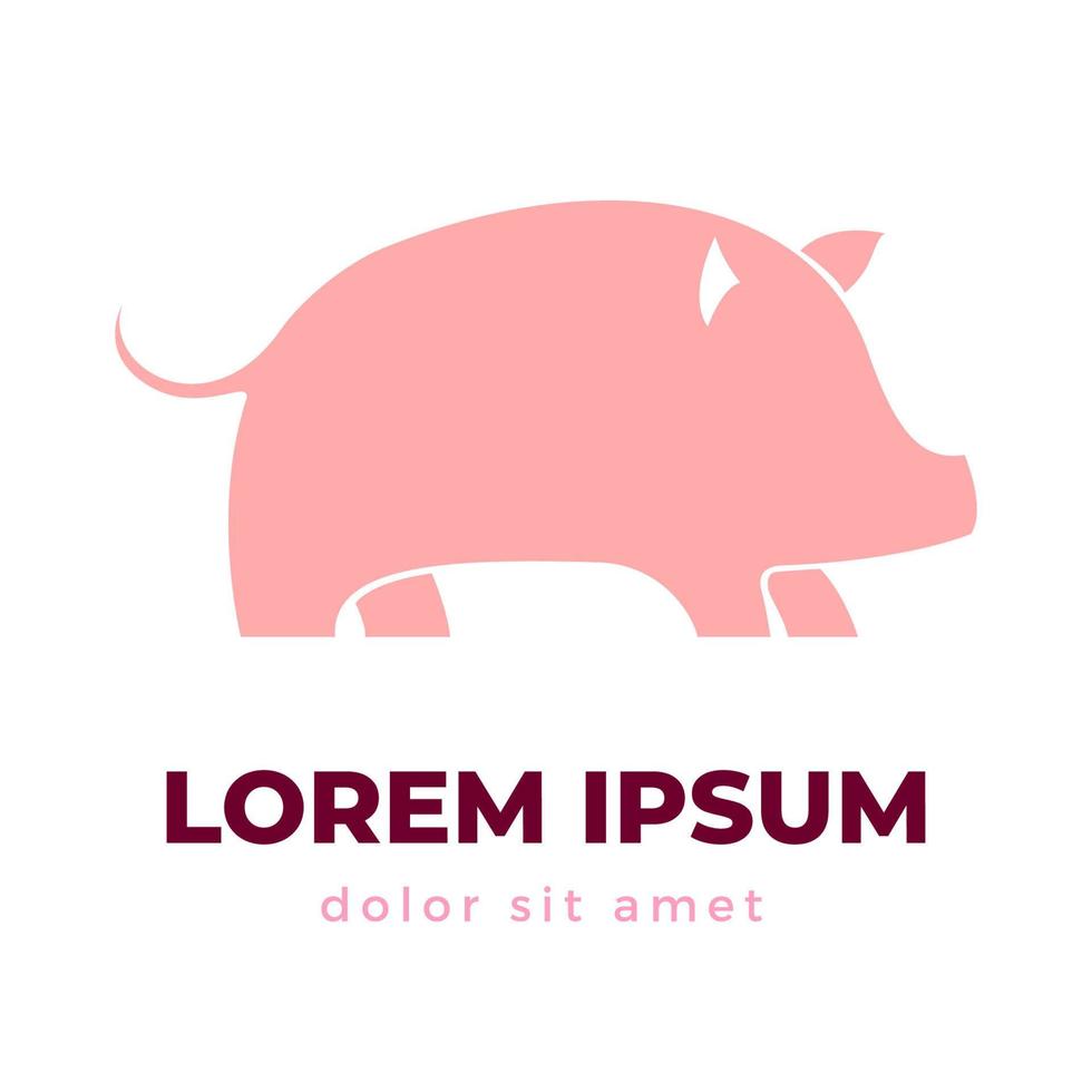 lindo icono de logotipo de cerdo rosa vector