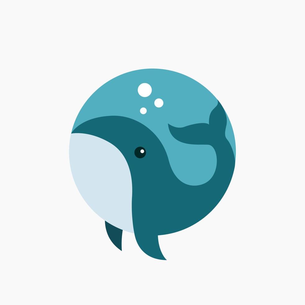 icono de logotipo de pez grande de ballena vector