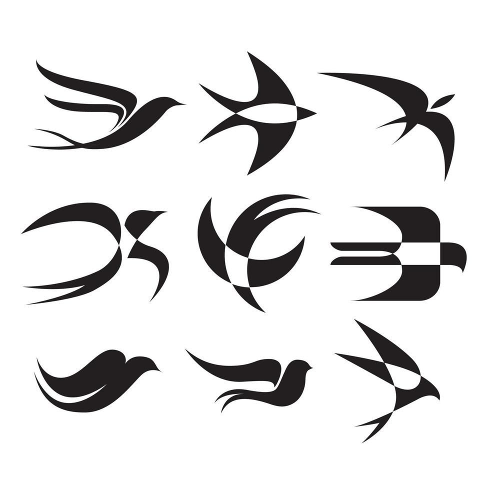 Swallow logo icon design set vector