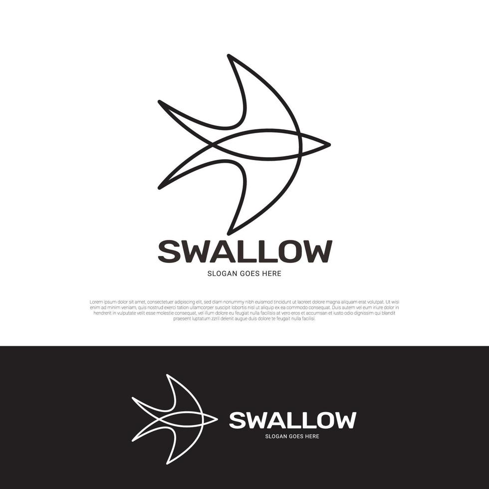 Swallow logo icon mono line design vector