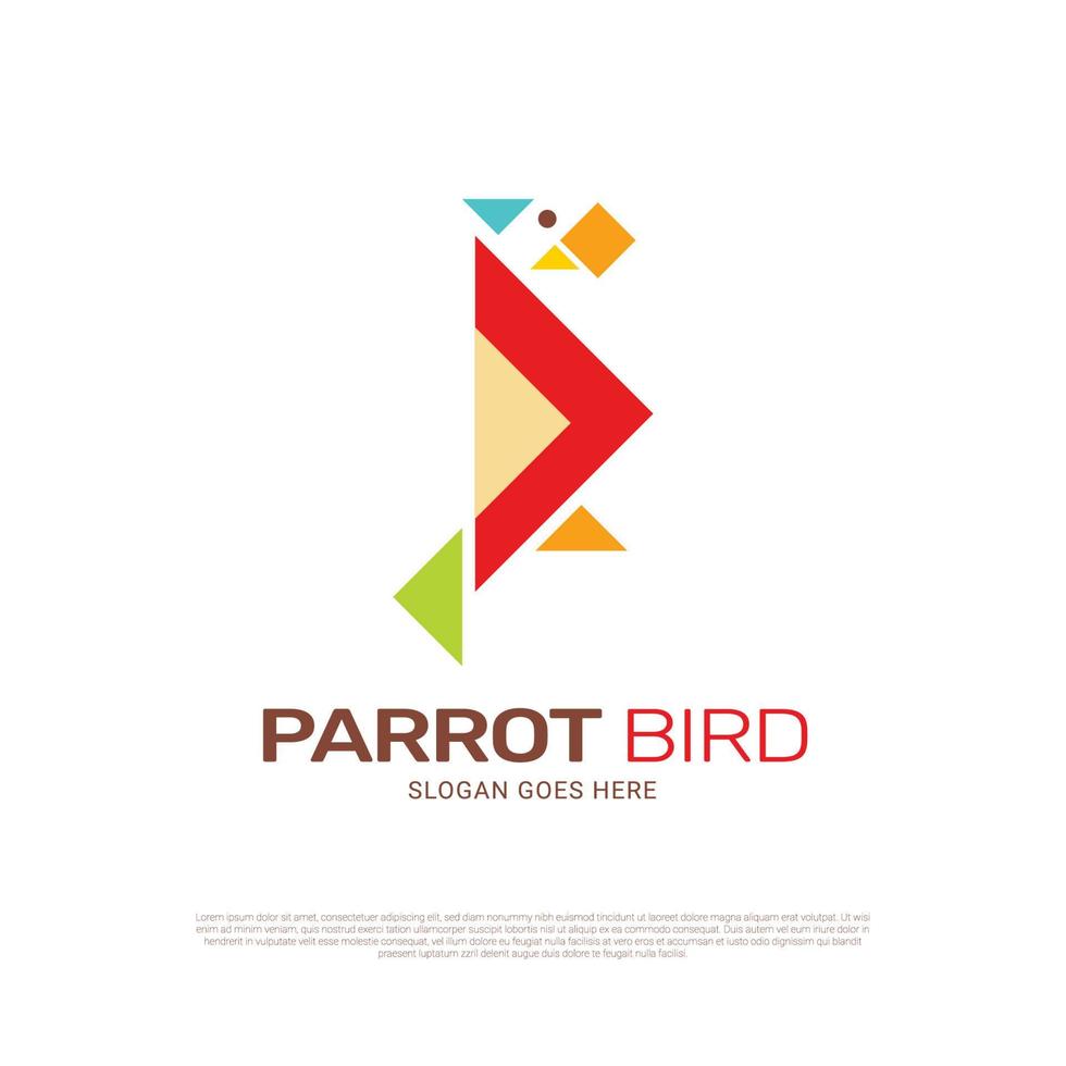 diseño de logotipo de loro amor pájaro vector