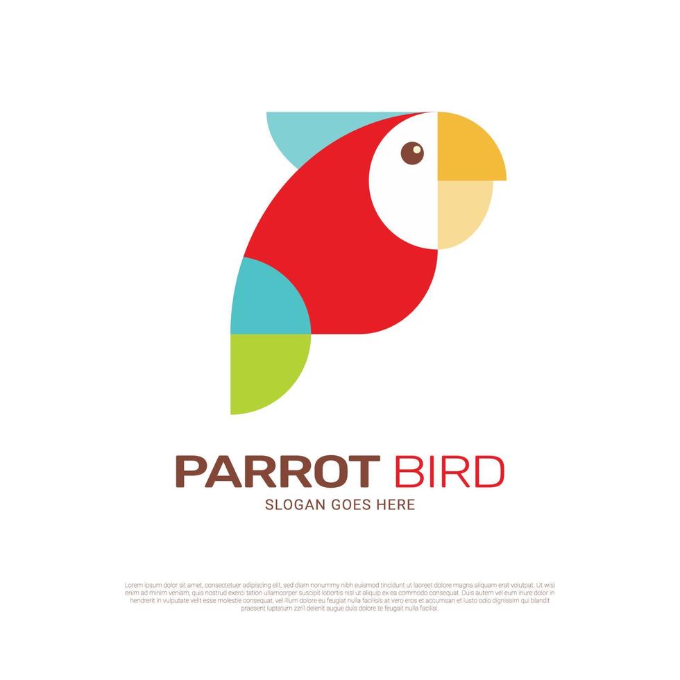 diseño de logotipo de loro amor pájaro vector