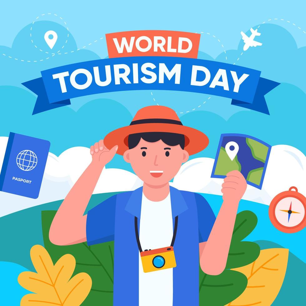 concepto de celebración del día mundial del turismo vector