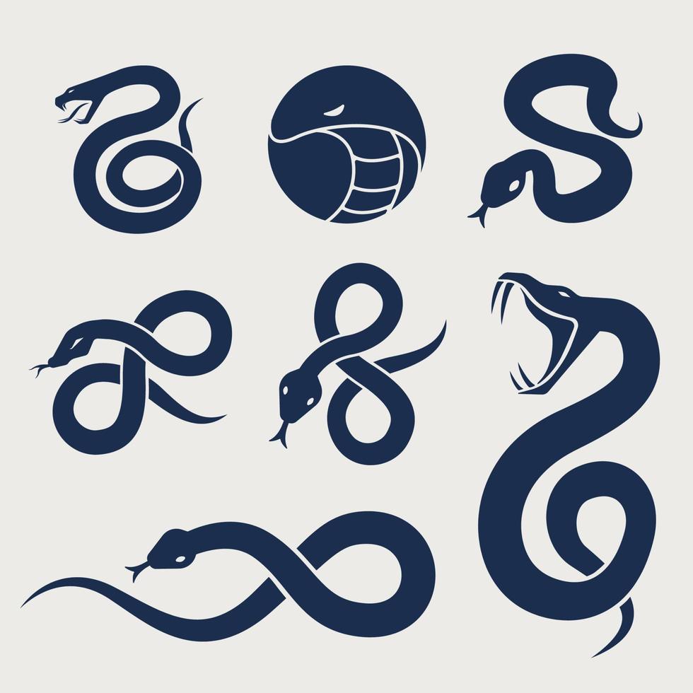 conjunto de símbolos de icono de logotipo de serpiente vector