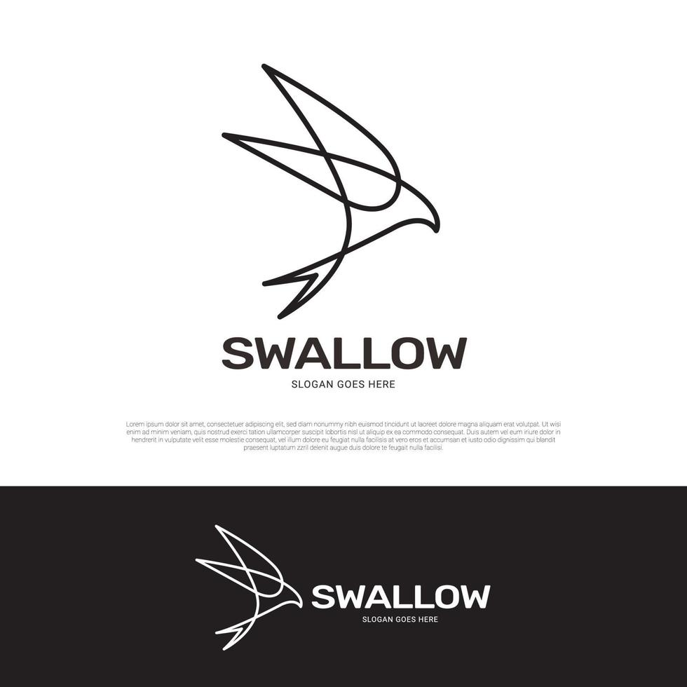 Swallow logo icon mono line design vector