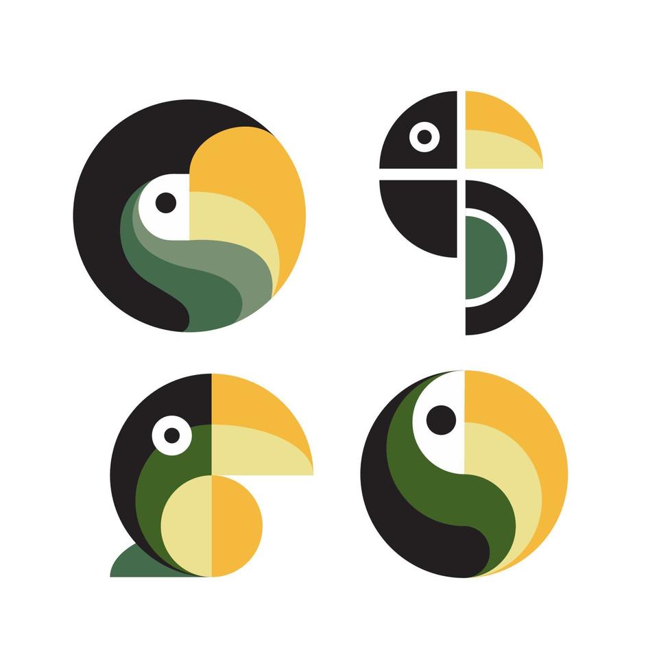 Toucan macaw bird logo design set vector