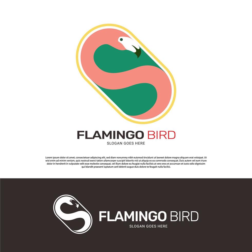 diseño de plantilla de logotipo de pájaro flamenco vector