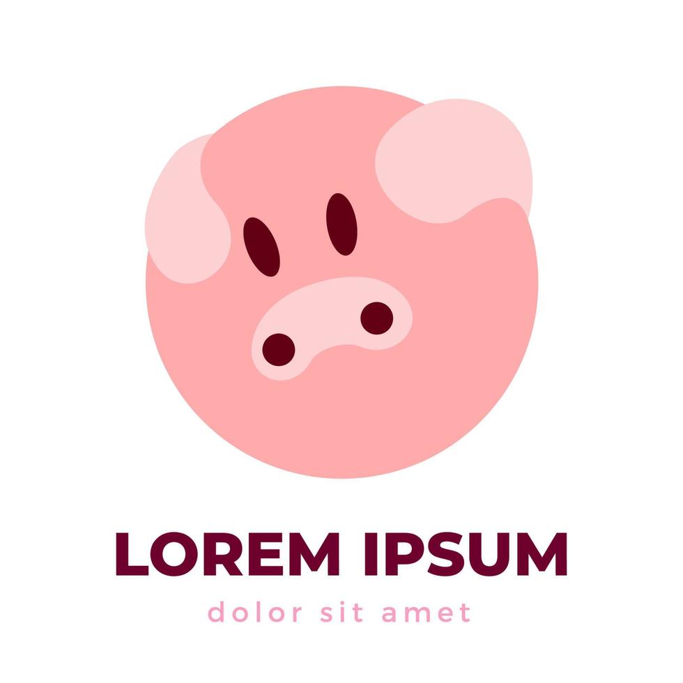 lindo icono de logotipo de cerdo rosa vector