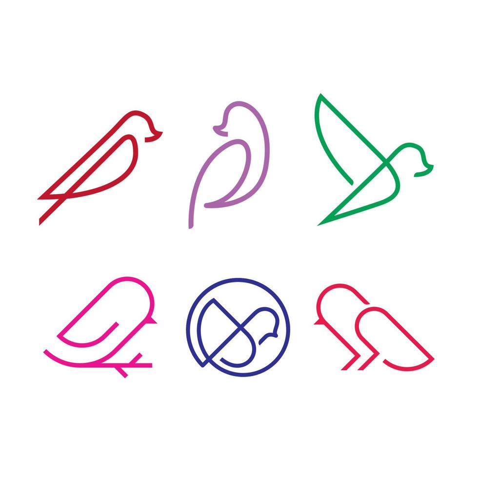 conjunto de diseño de icono de logotipo de pájaro vector