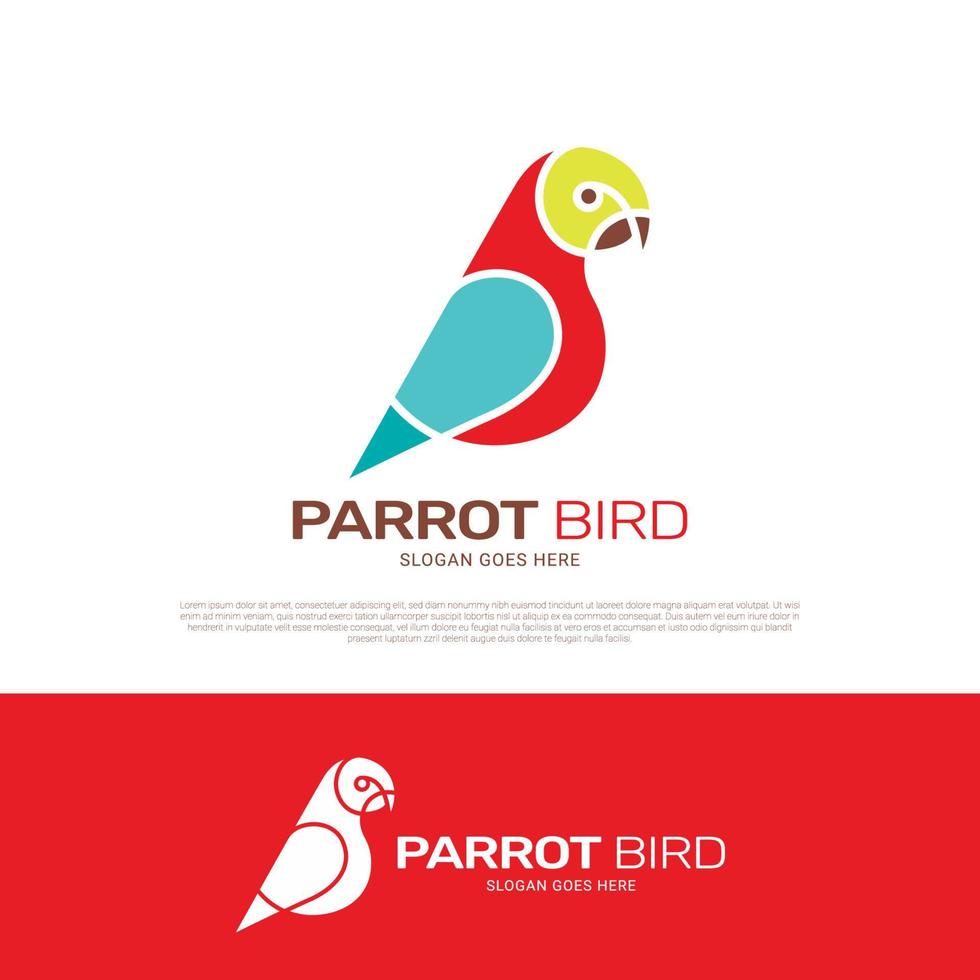 diseño de logotipo de loro amor pájaro vector