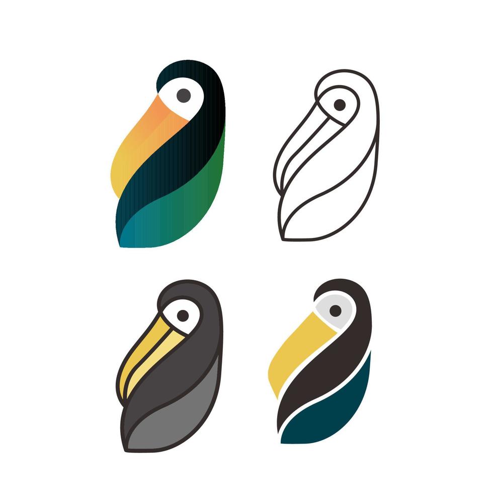 conjunto de diseño de logotipo de pájaro guacamayo tucán vector