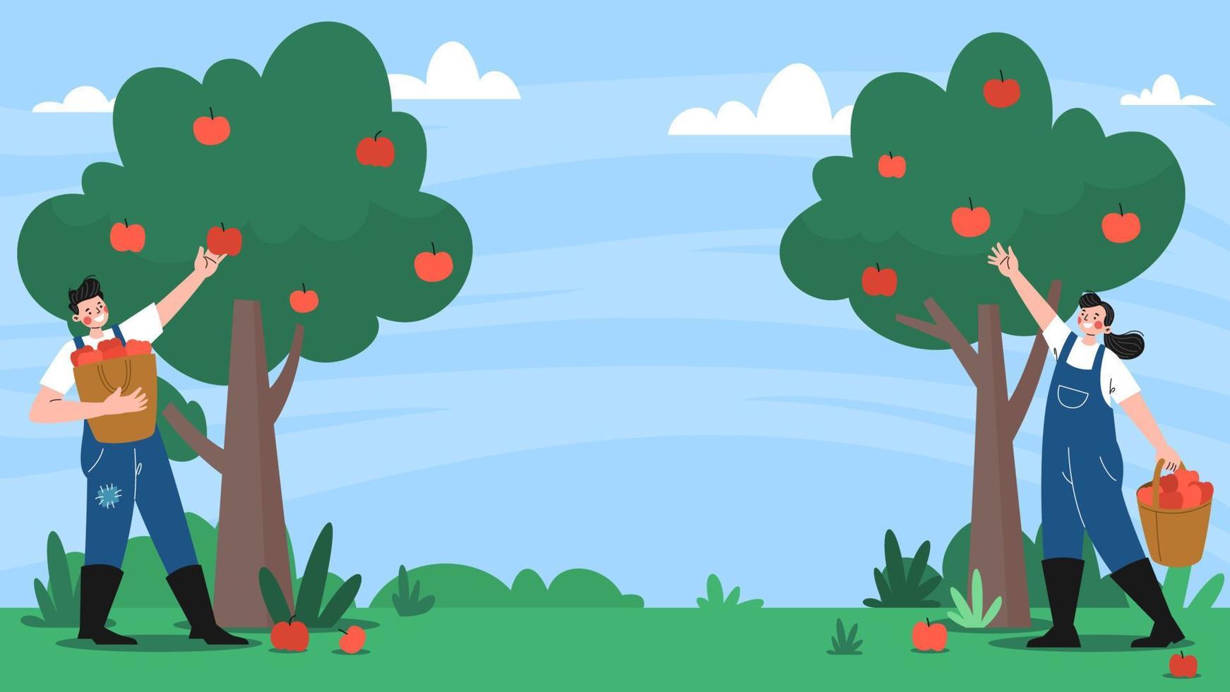 Apple Picking Background vector