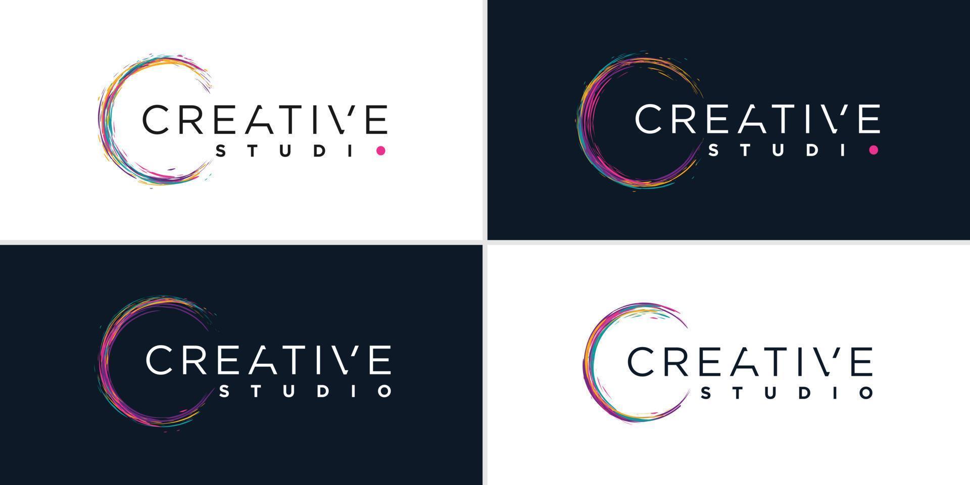 Creative logo with color brush concept Premium Vector