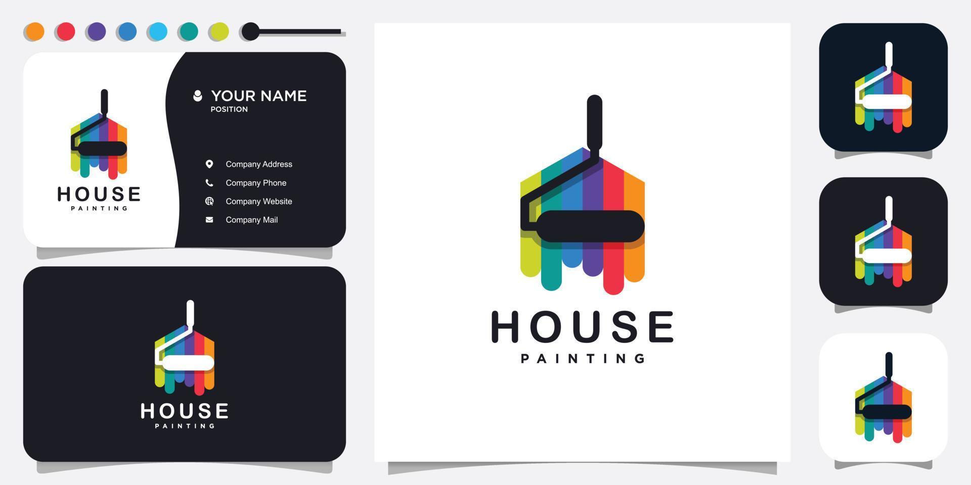 logotipo de pintura con vector premium de concepto de casa moderna