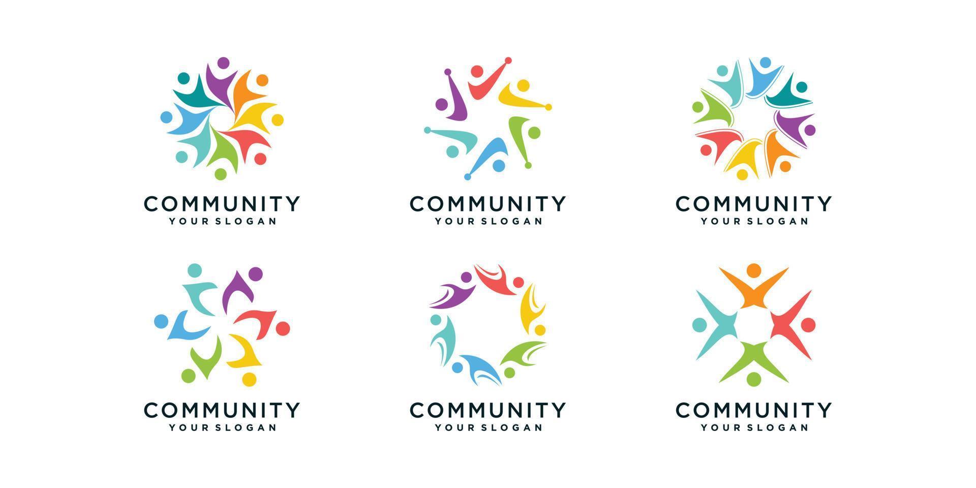 colección de logotipos comunitarios con vector premium de concepto creativo