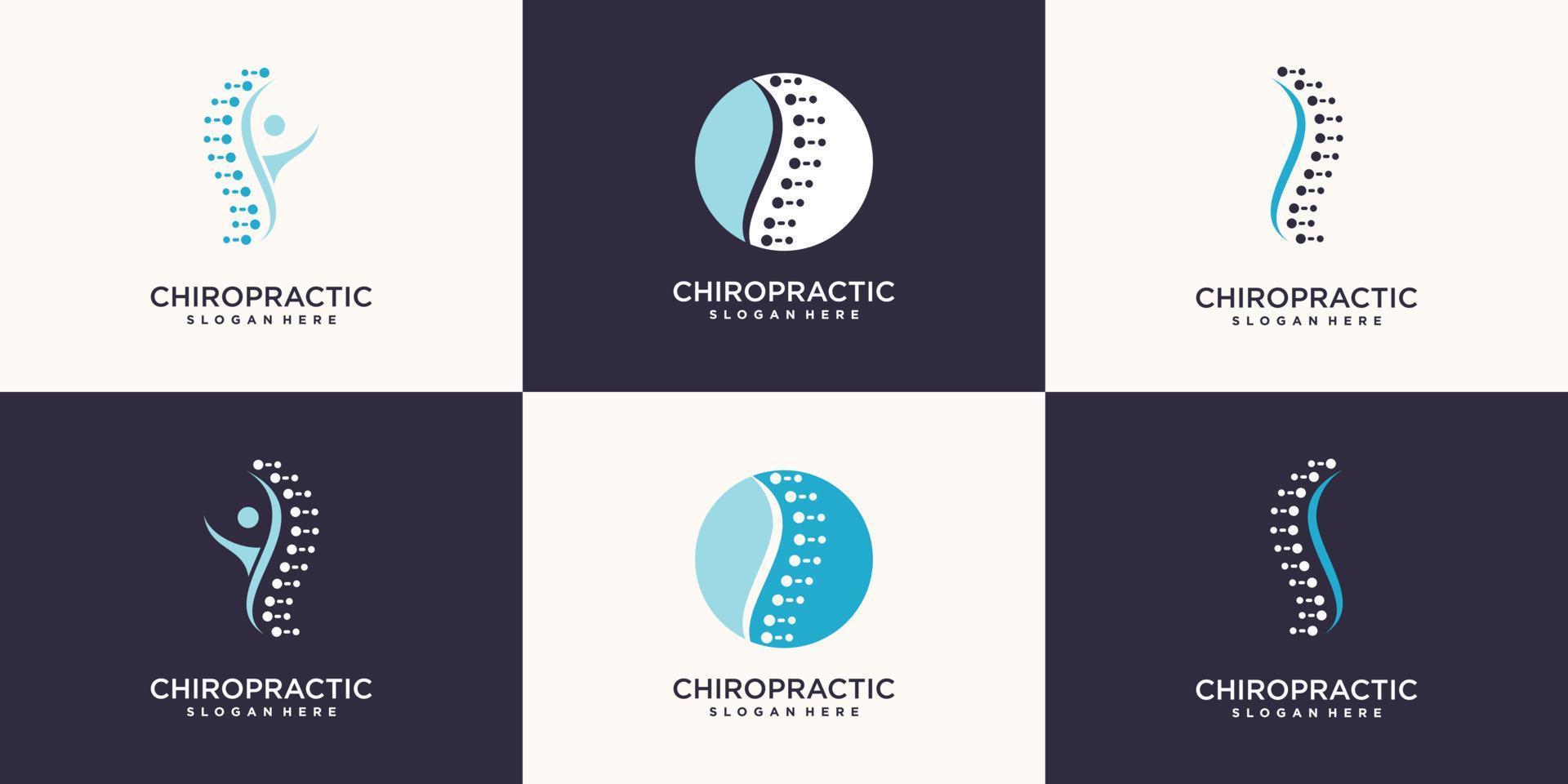 Chiropractic logo collection with unique element style Premium Vector