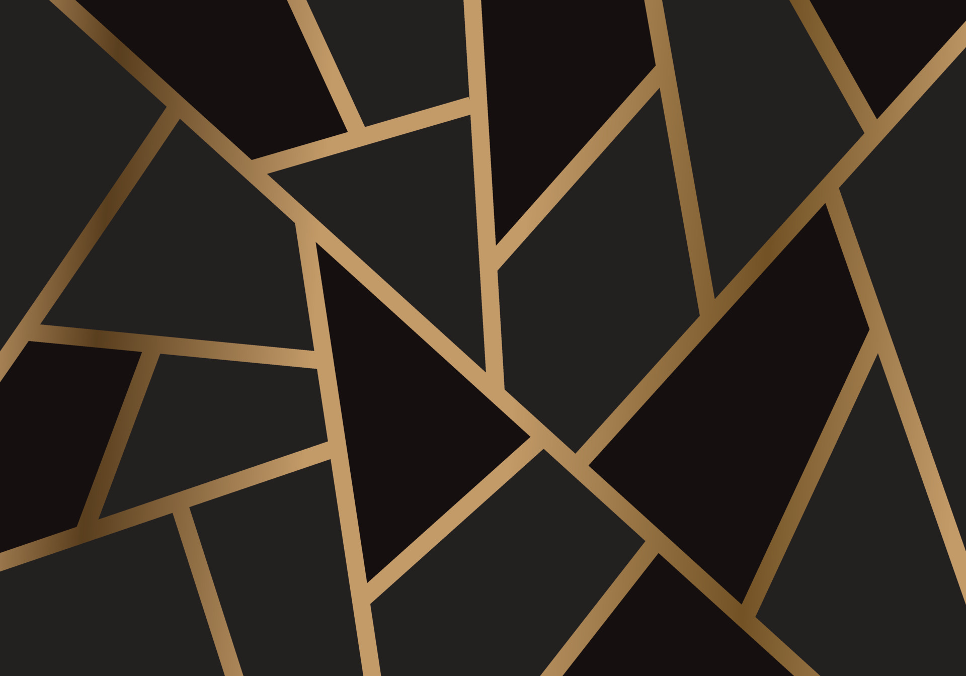 Modern Mosaic Wallpaper Dark Black and Golden Lines Pattern Background